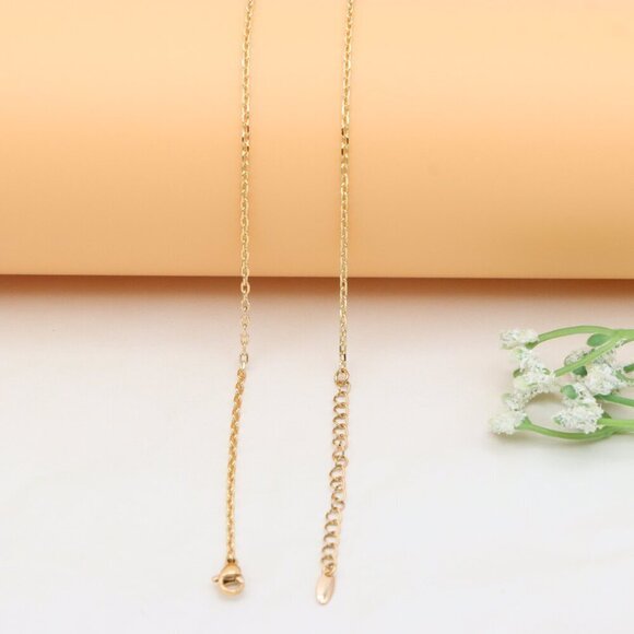 Rose Gold Pendant Necklace with Purple Stone & Extender, XPNL0398 - Picture 13 of 13